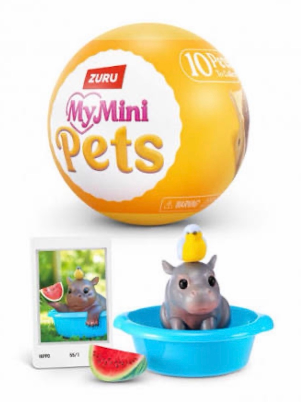 ZURU My Mini Pets Hippo in Bathtub Playset w/ Accessories & Photo – Series 1
